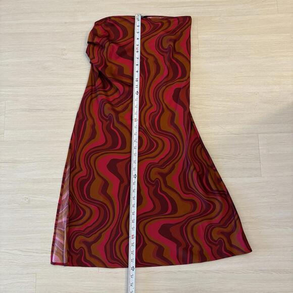 For Love And Lemons Eleanor Midi Skirt Satin Red Women’s Size M Vacation Resort - Picture 8 of 8